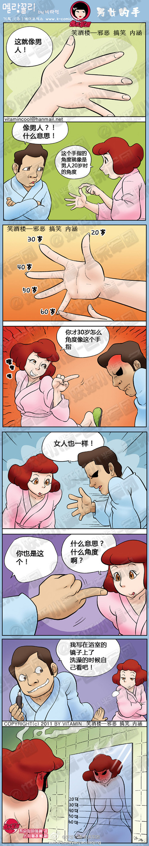 污漫画|男女的手，手指的角度就像男人