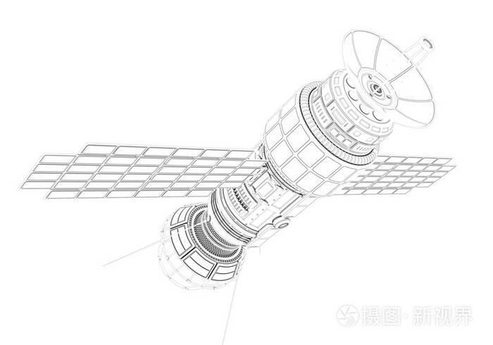人造卫星手绘图片