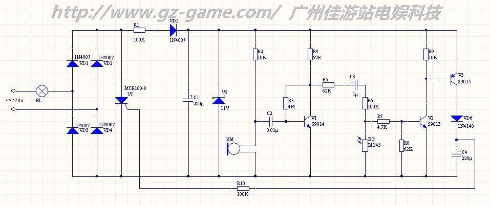 声光控开关电路原理图_最简单声光控灯电路图