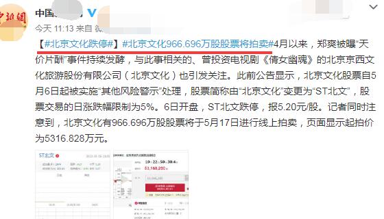 北京文化跌停 北京文化股票被实施“其他风险警示”处理