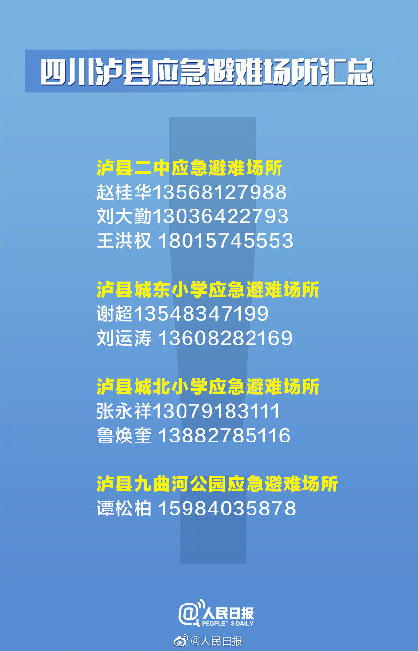 今天泸县地震最新消息 四川泸县应急避难场所汇总