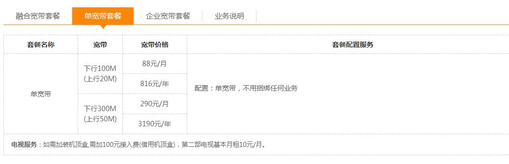 电信宽带套餐价格表 2020电信宽带套餐价格表 电信套餐价格表图