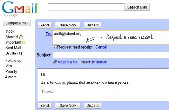 Google Apps 里的 Gmail 增加已读回执功能