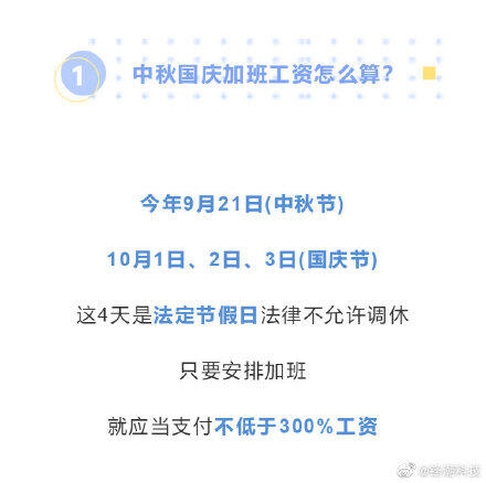 2022中秋国庆加班工资怎么算？中秋国庆这4天加班发3倍工资