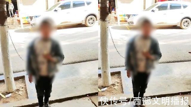 男孩被铁链套脖锁树旁：害怕走丢