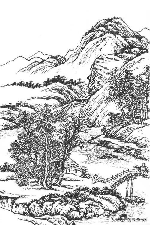 经典国画山水画 白描山水