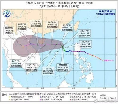 第17号台风沙德尔台风路径