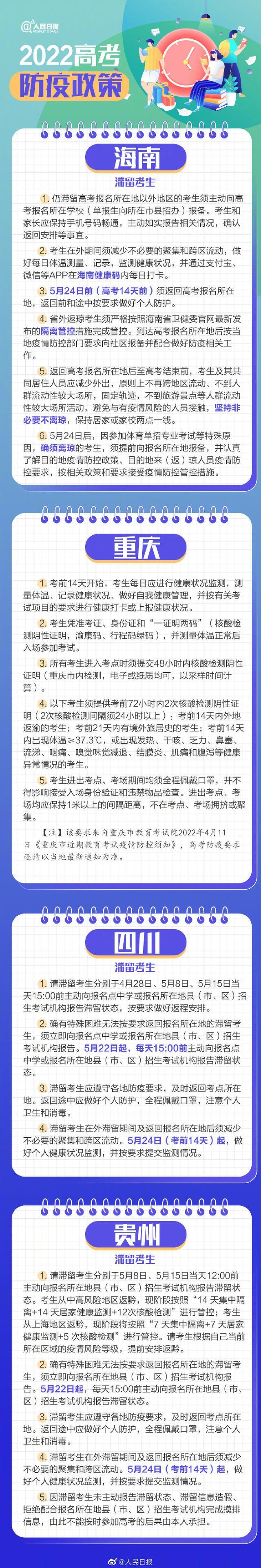 2022高考即将到来 各地高考防疫政策汇总一览